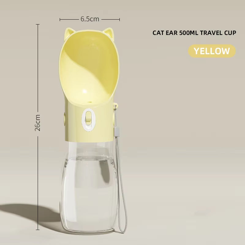 Botella de agua y contenedor de comida para mascotas