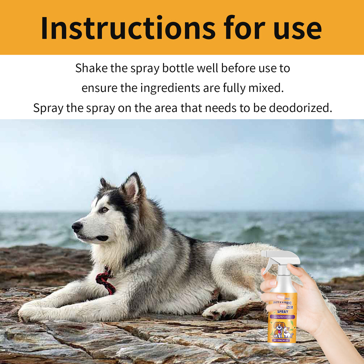 Spray desodorante para mascotas