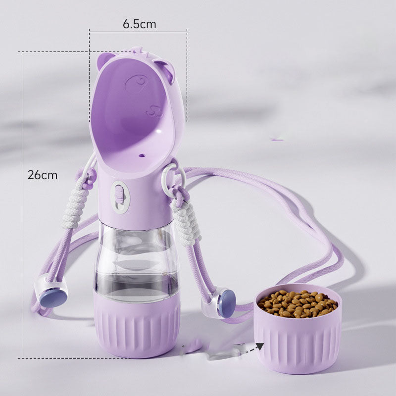 Botella de agua y contenedor de comida para mascotas